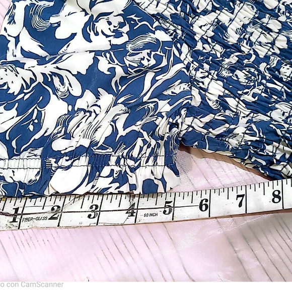 nlt Blue and White Floral Smocked Top - Picture 5 of 9